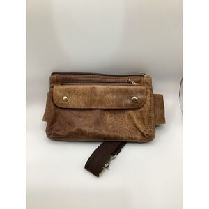 Unisex Brown Genuine Leather Waist Bag Messenger Fanny Pack Bum Bag